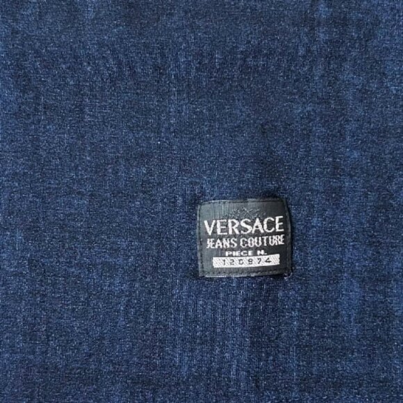 Versace Jeans Couture Vintage Navy Stretch Logo Top M Y2K Designer Rare - Picture 8 of 8